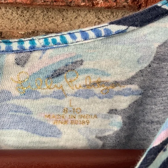 Lilly Pulitzer Odessa Girls Blue Patterned Ruffle Jumpsuit - Picture 5 of 11